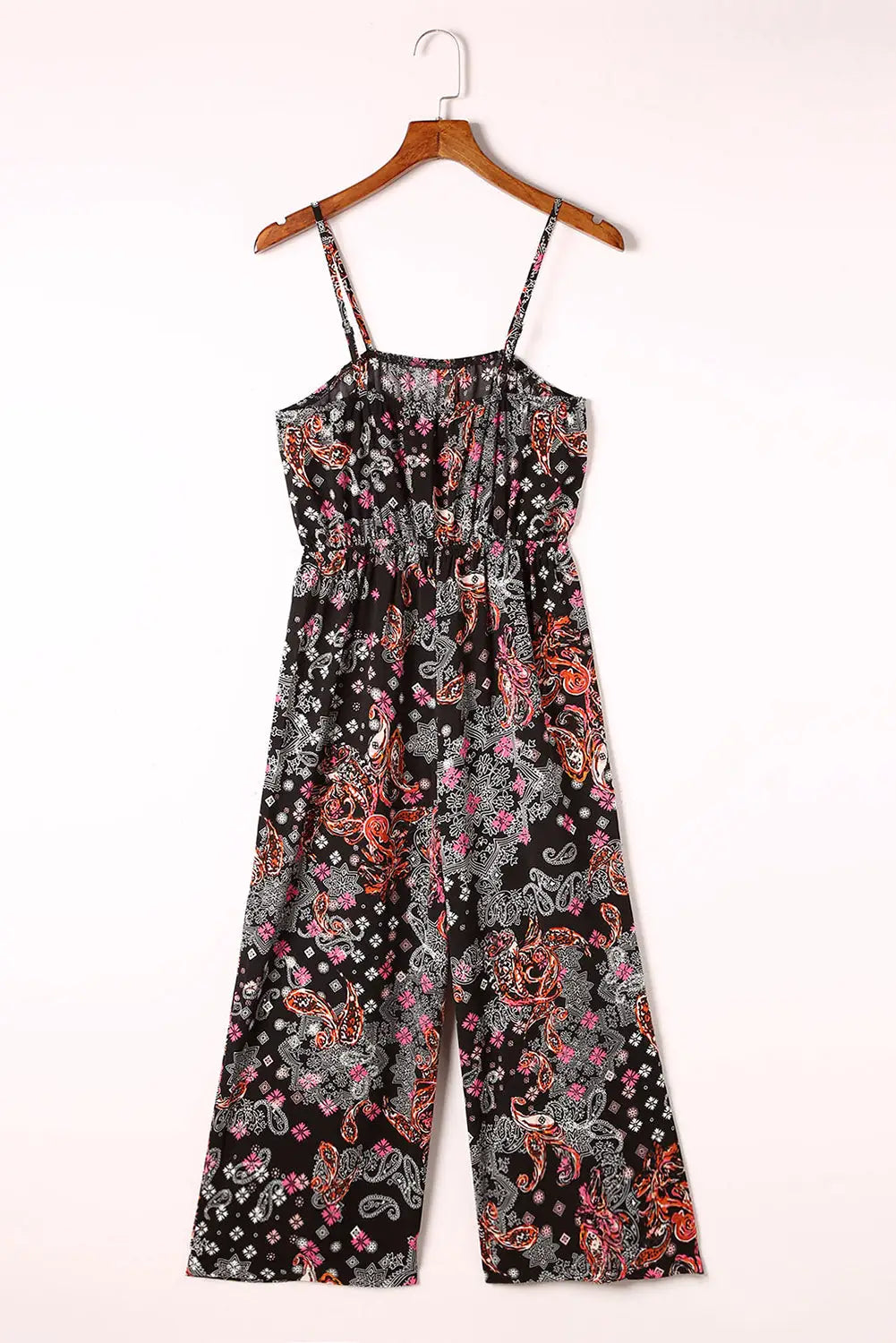 Black mixed paisley print cropped jumpsuit - jumpsuits & rompers
