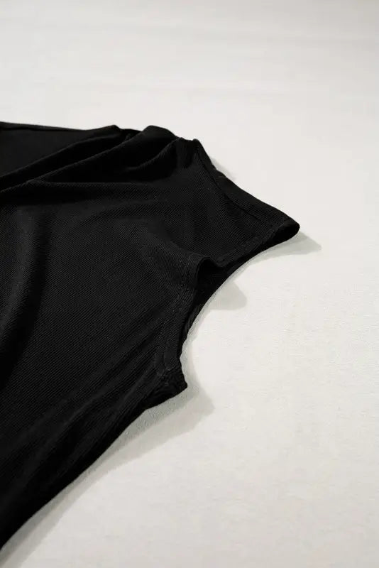 Black mock neck tank top - tops