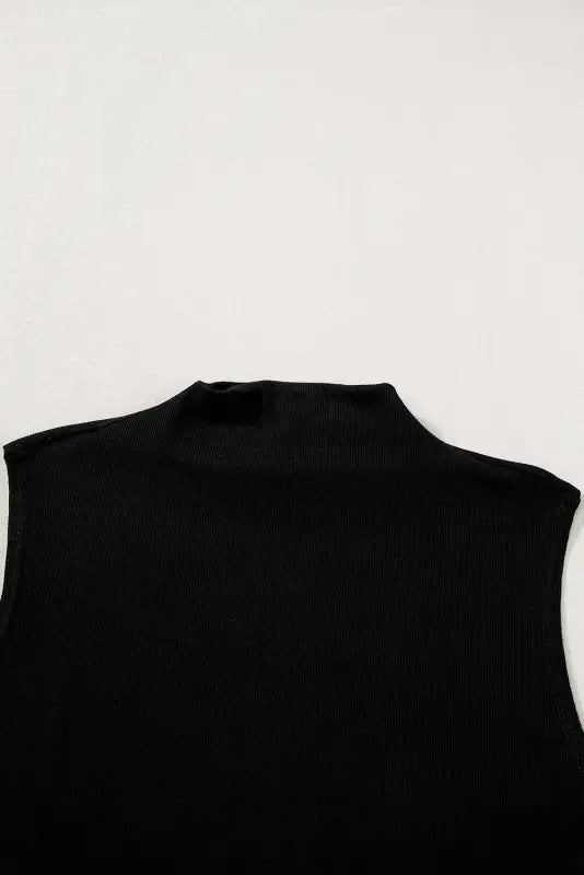 Black mock neck tank top - tops