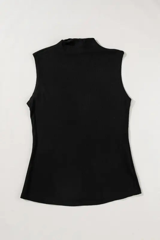 Black mock neck tank top - tops