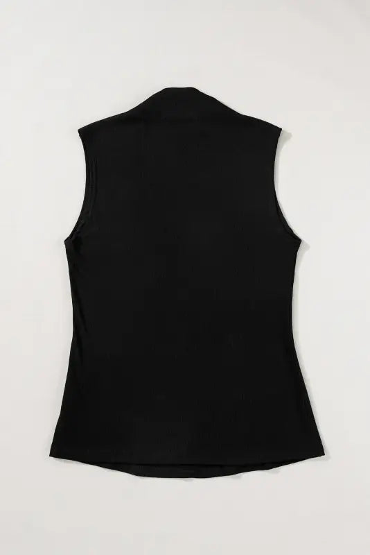 Black mock neck tank top - tops