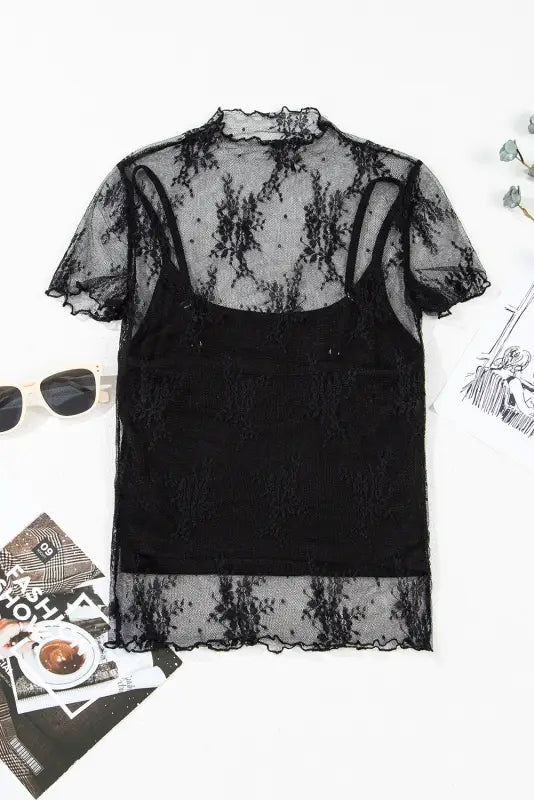 Black orchid mesh blouse