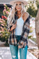 Black oversize rounded hem plaid shacket with slits - shackets