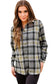 Black oversize rounded hem plaid shacket with slits - shackets