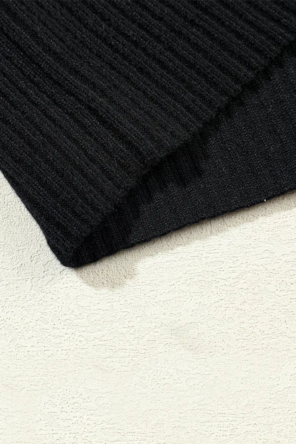 Black patch pocket ribbed knit short sleeve sweater - sweaters & cardigans