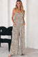 Black patch pockets spaghetti strap wide leg jumpsuit - bottoms