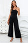 Black Patch Pockets Spaghetti Strap Wide Leg Jumpsuit - Fashionfitz