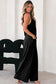 Black patch pockets spaghetti strap wide leg jumpsuit - bottoms