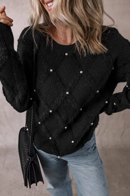 Black pearl rhombus sweater