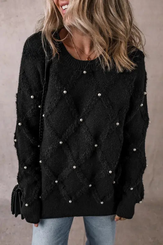 Black pearl rhombus sweater