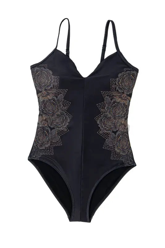 Black petal one piece swimsuit - swimwear/one