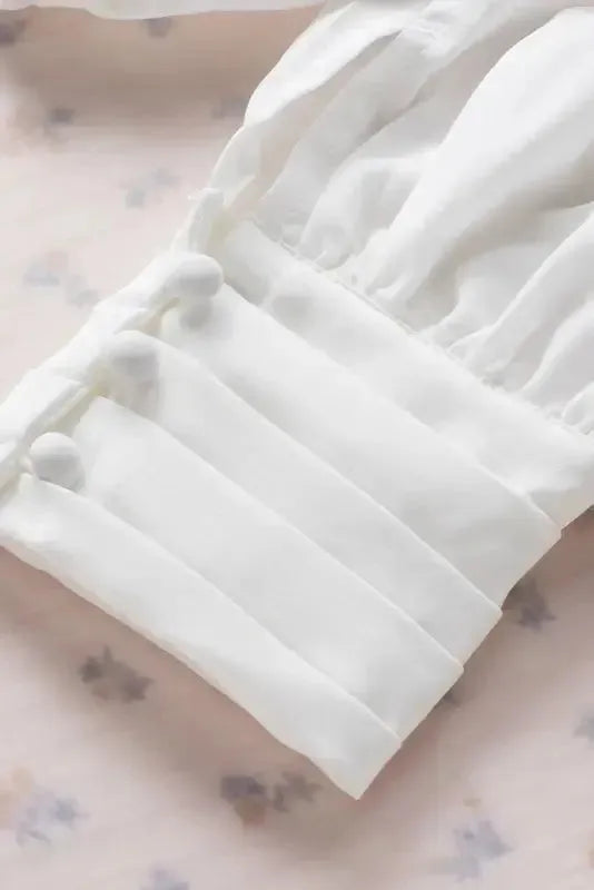 Black Pleated Loose Blouse - Padded Shoulder Buttoned Cuffs - Fashionfitz