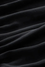 Black Pleated Loose Blouse - Padded Shoulder Buttoned Cuffs - Fashionfitz