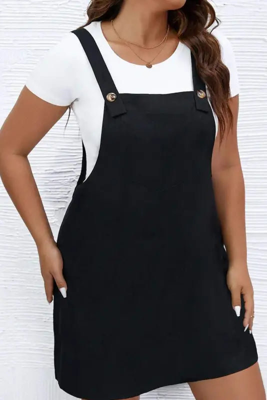 Black plus overall dress - size/plus size dresses/plus mini dresses