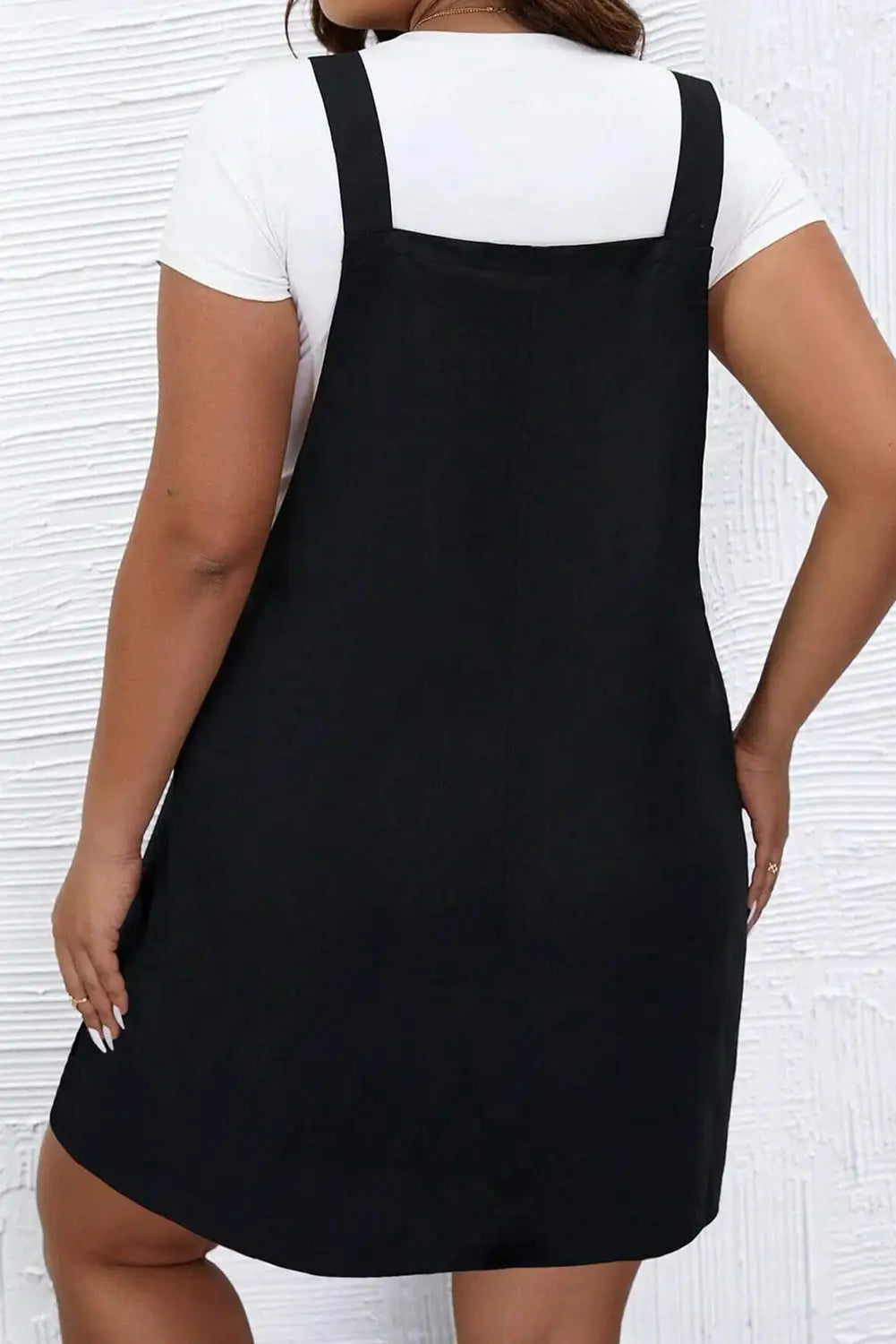 Black plus overall dress - size/plus size dresses/plus mini dresses