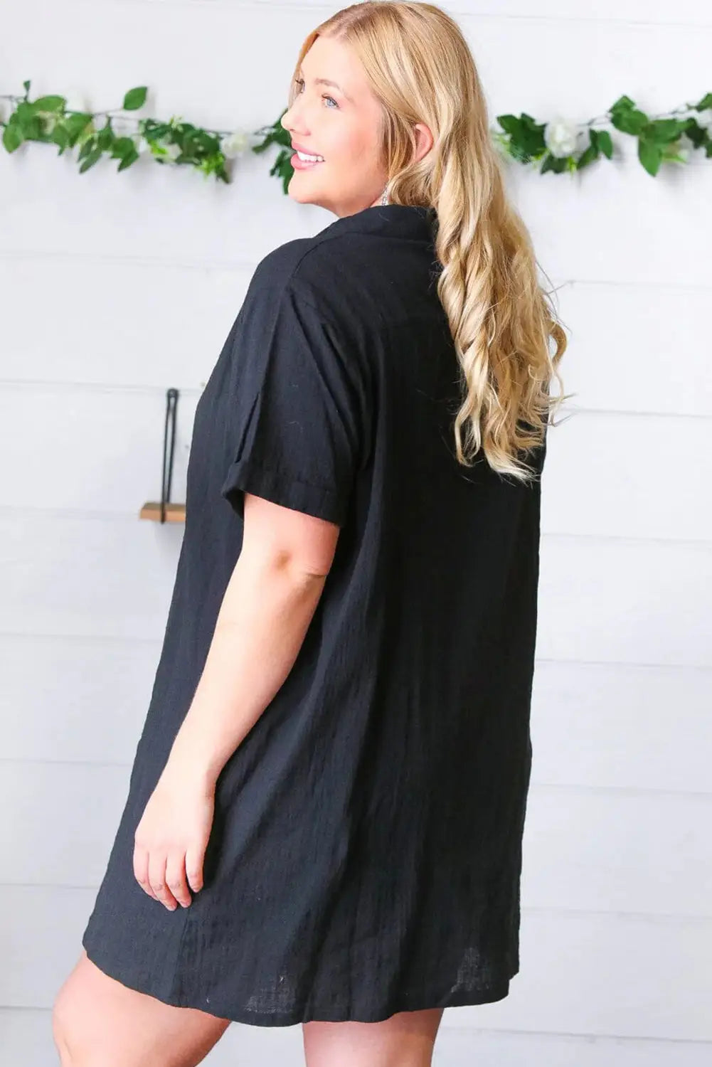 Black plus short sleeve shift dress - size mini dresses