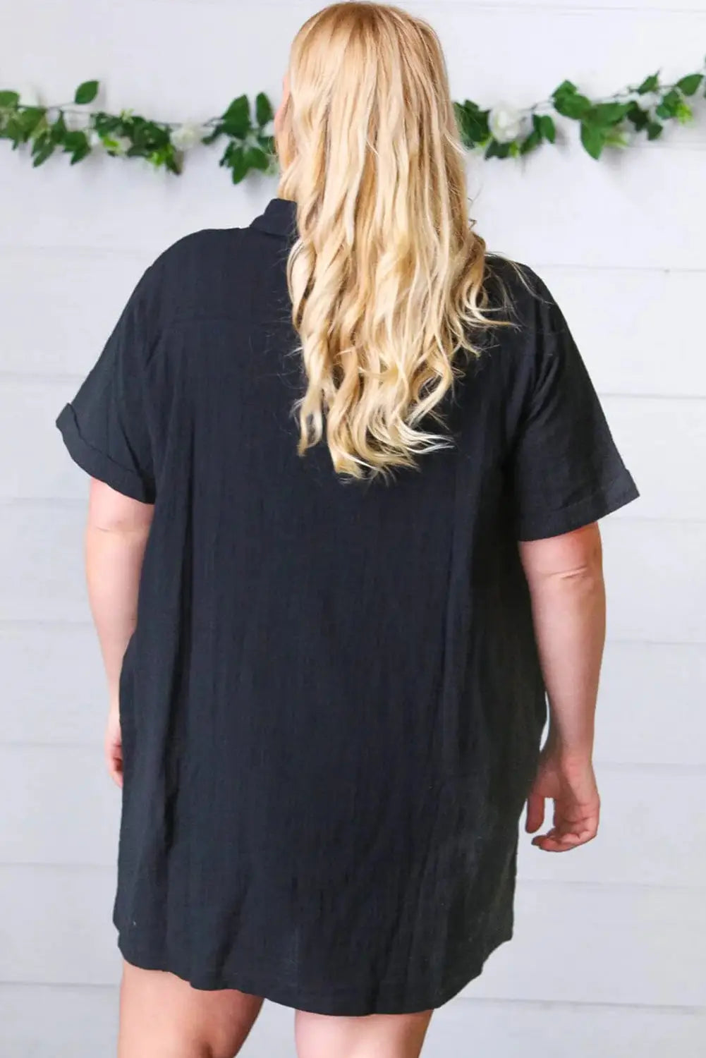 Black plus short sleeve shift dress - size mini dresses