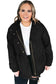 Black plus size button zipped corduroy jacket