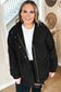 Black plus size button zipped corduroy jacket