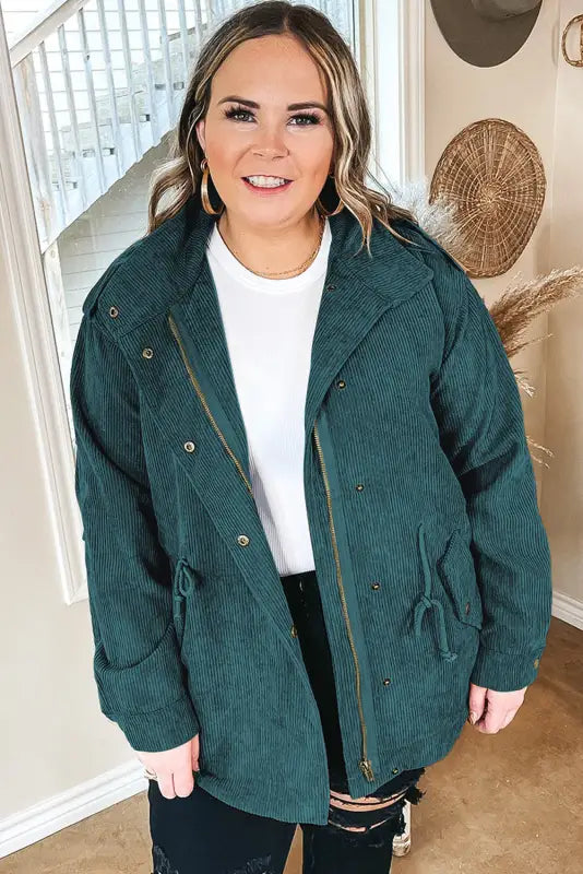 Plus size corduroy coat online