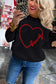 Black plus size cheers glitter tinsel short sleeve sweater