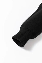 Black Plus Size Cheers Glitter Tinsel Short Sleeve Sweater - Fashionfitz