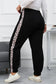 Black plus size contrast leopard side panel joggers