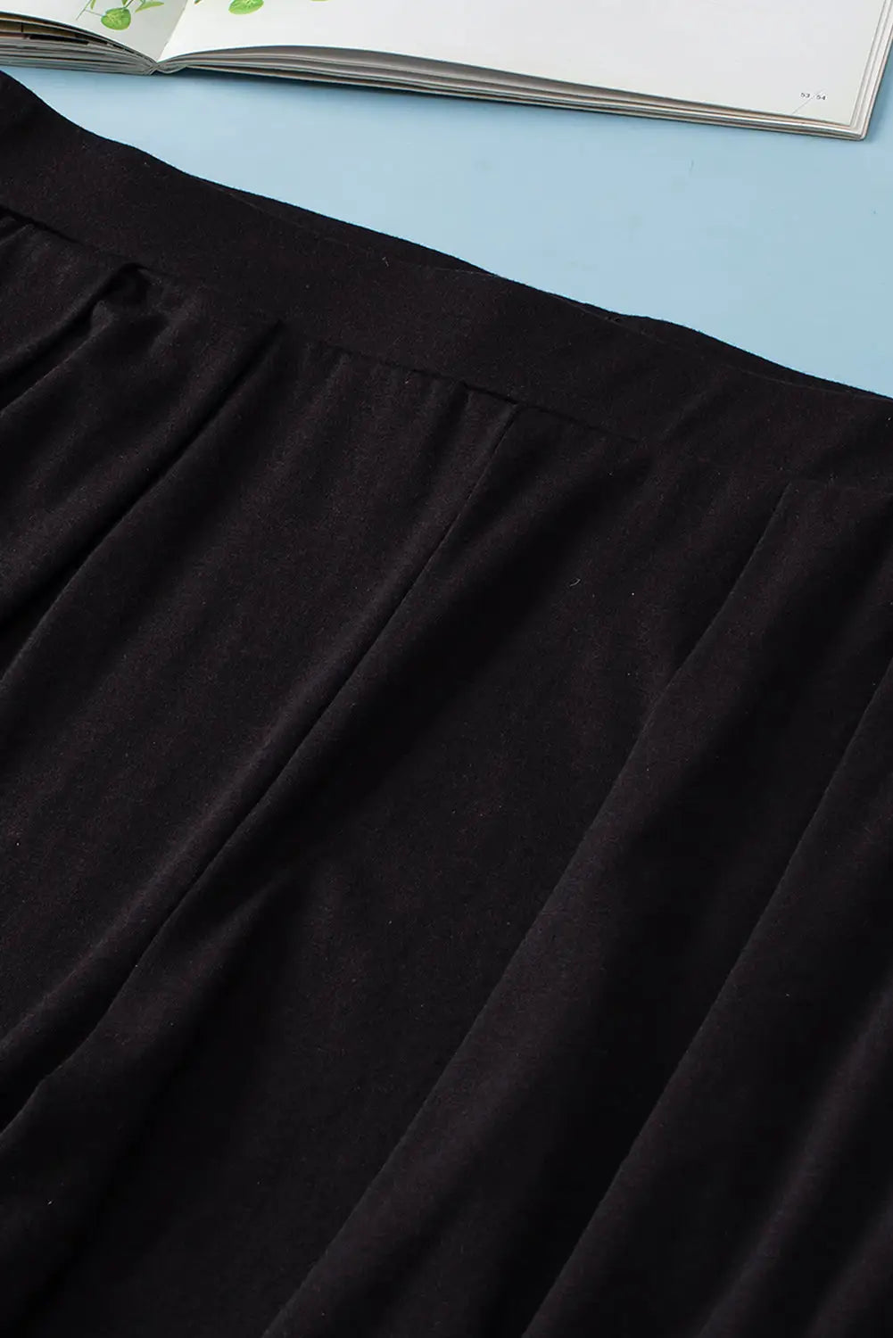 Black plus size crop t-shirt and pleated wide leg pants set