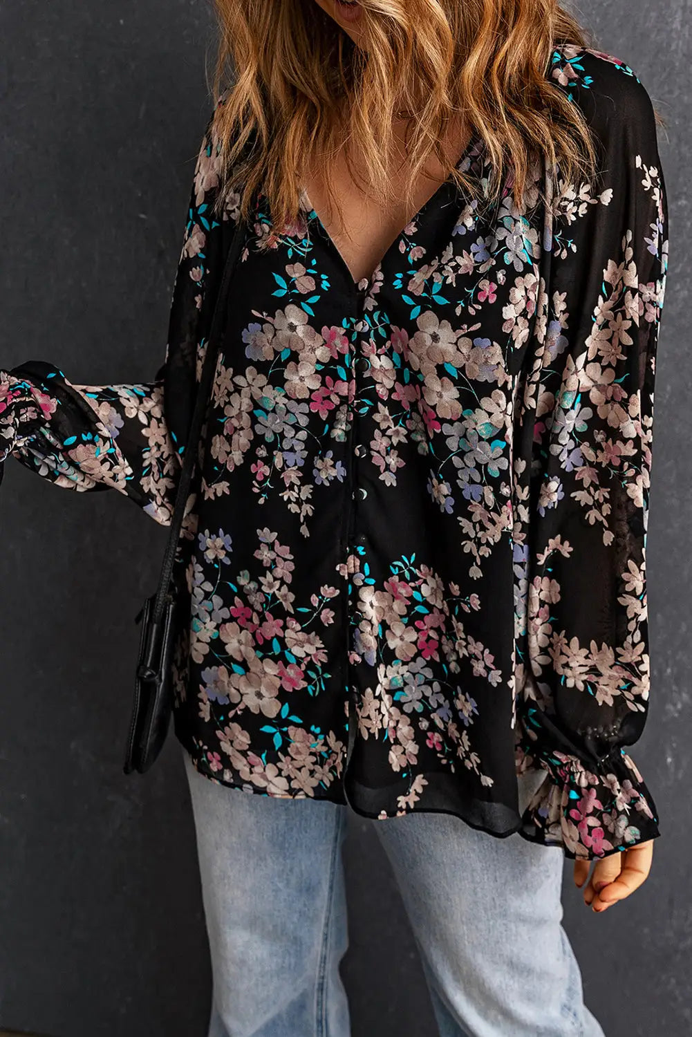 Black plus size floral print lace splicing short sleeve blouse - s / 100% polyester