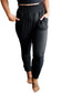 Black plus size frill high waist pocketed soft pants