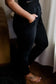 Black plus size frill high waist pocketed soft pants