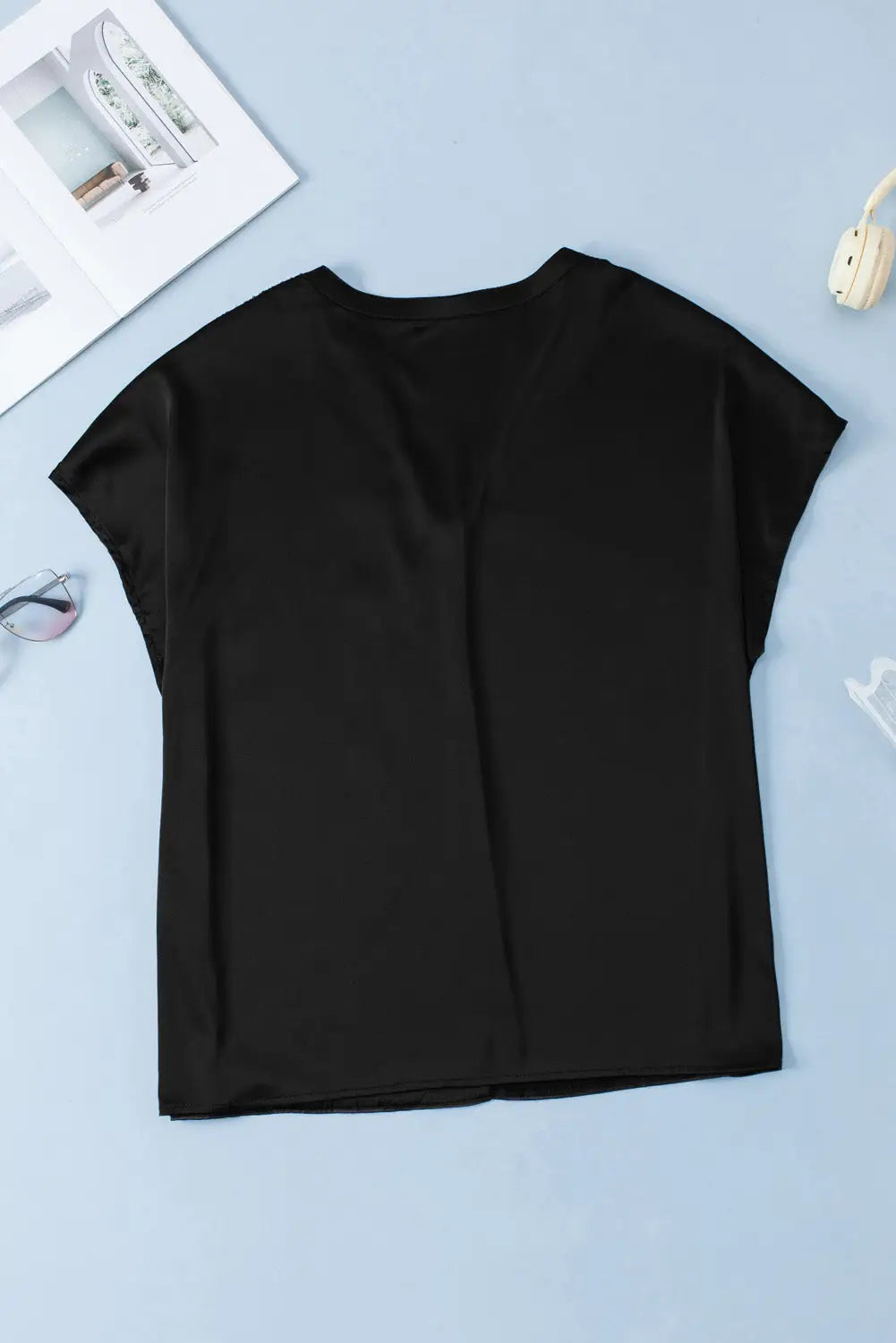 Black plus size sequined v neck top - size/plus tops/plus tops & tees