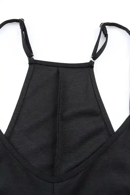 Black Pocketed Adjustable Spaghetti Strap Straight Leg Jumpsuit - Fashionfitz