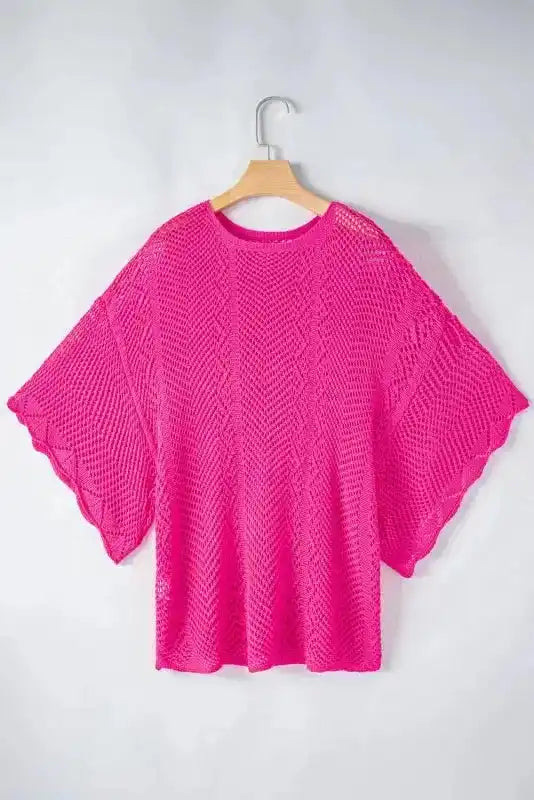 Black Pointelle Short Sleeve Top - Fashionfitz