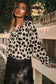 Black polka dot print buttoned sleeve pleat blouse - tops