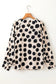 Black polka dot print buttoned sleeve pleat blouse - tops