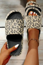 Black Print Thick Sole Slip On Slippers - Fashionfitz