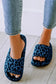 Black print thick sole slip on slippers