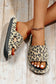 Black print thick sole slip on slippers