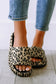 Black print thick sole slip on slippers