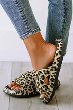 Black Print Thick Sole Slip On Slippers - Fashionfitz
