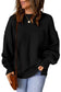 Black solid color puffy sleeve pocketed sweater - tops