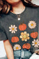 Black pumpkin floret graphic vintage washed t-shirt - t-shirts