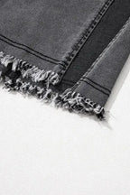 Black Raw Edge Side Slits Buttoned Midi Denim Skirt - Fashionfitz