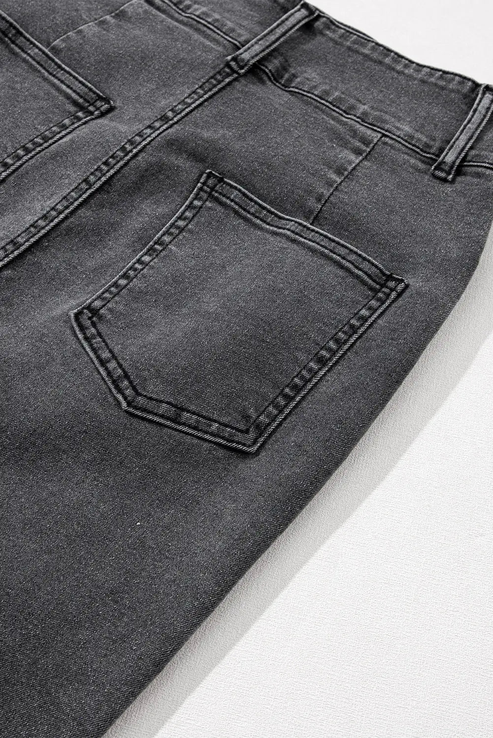 Black raw edge side slits buttoned midi denim skirt - bottoms