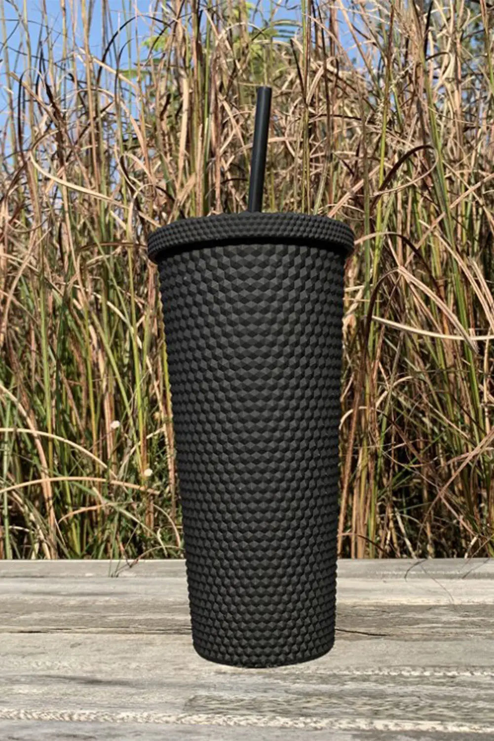 Black reusable matte plastic tumbler cup - one size / ps - tumblers