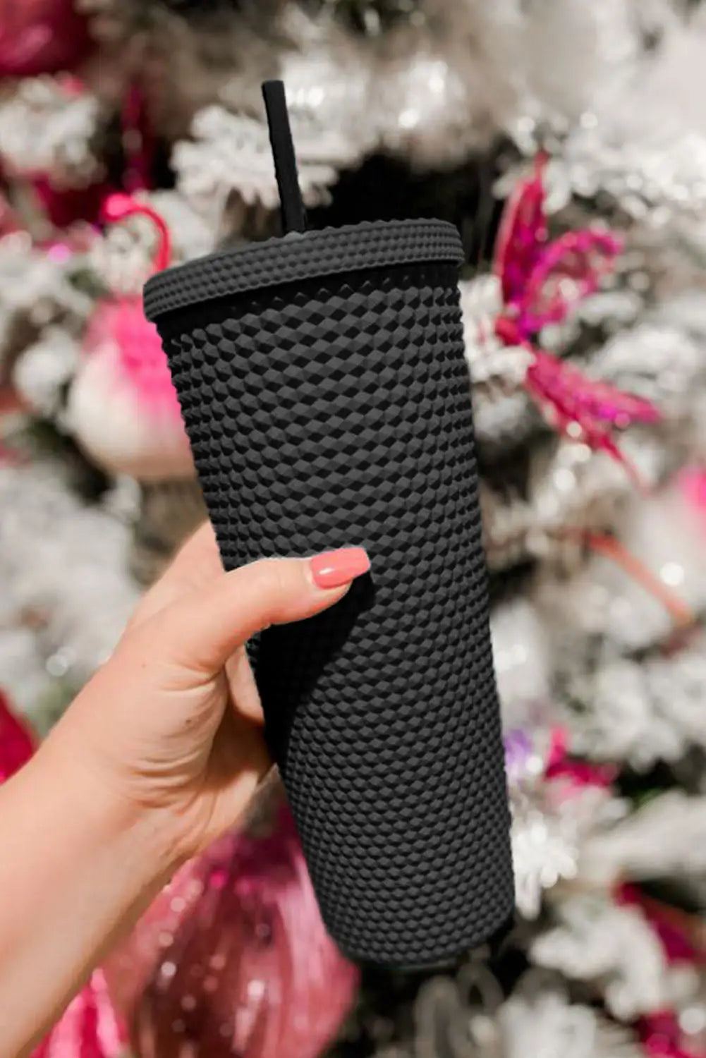 Black reusable matte plastic tumbler cup - one size / ps -