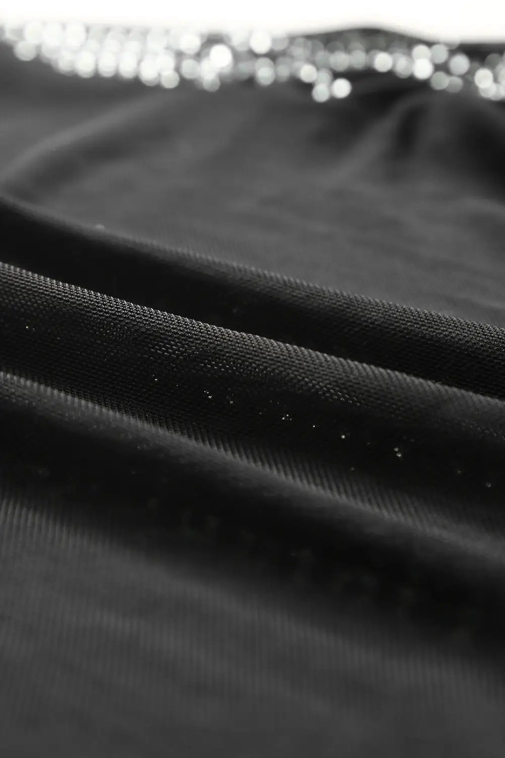 Black rhinestone sheer mesh long sleeve bodysuit - bodysuits