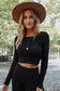 Black solid color ribbed crop top long pants set - two piece pant sets