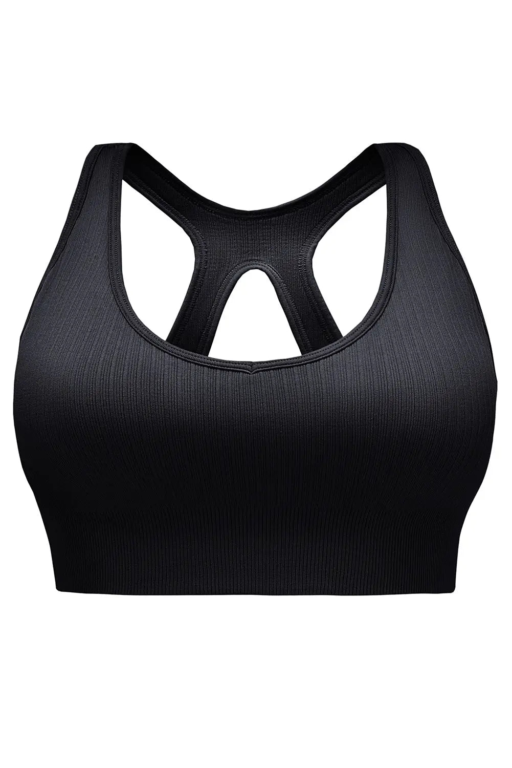 Black ribbed hollow-out racerback yoga camisole - sports cami